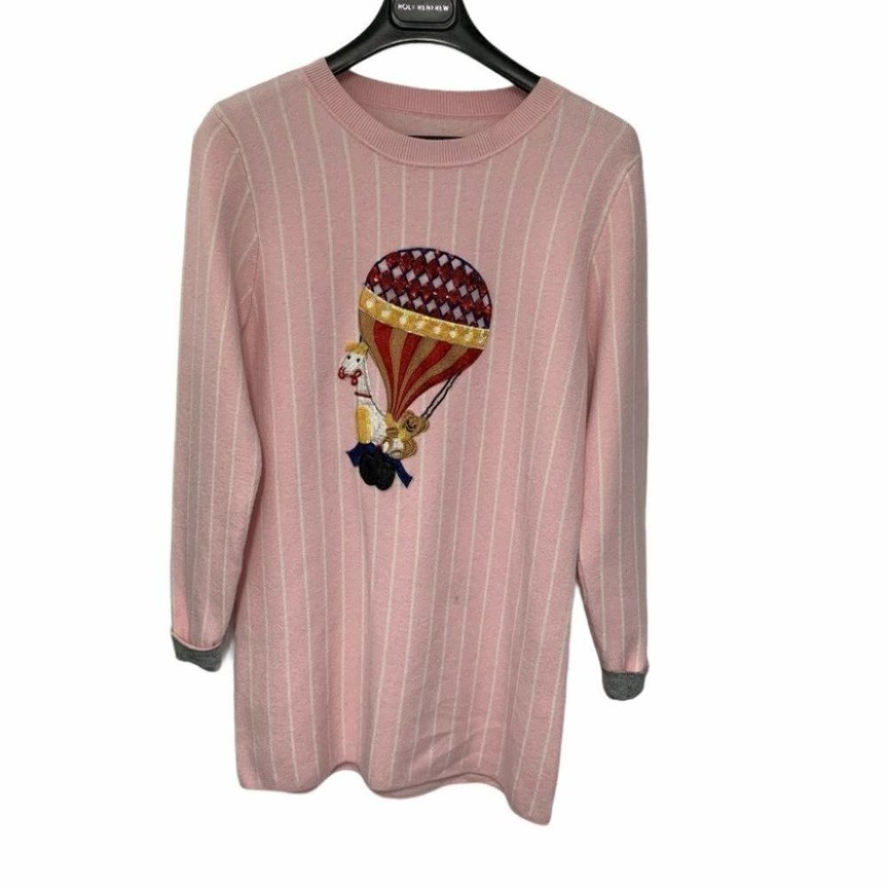 PINK white Stripe  Harajuku style Sweater Dress small - Picture 2 of 3